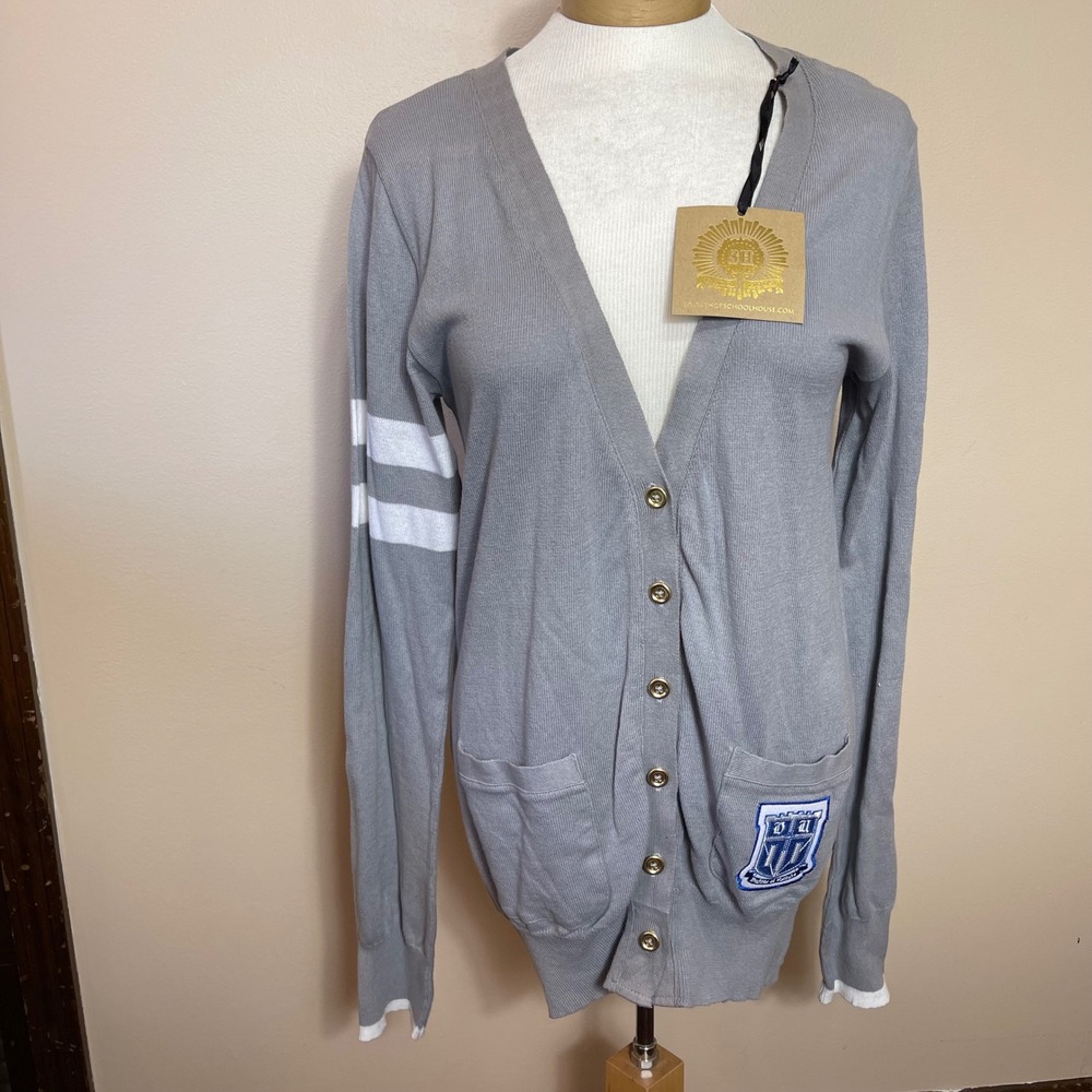 NEW School House Duke University Cardigan Sweater Gray Cotton Varsity Womens XL